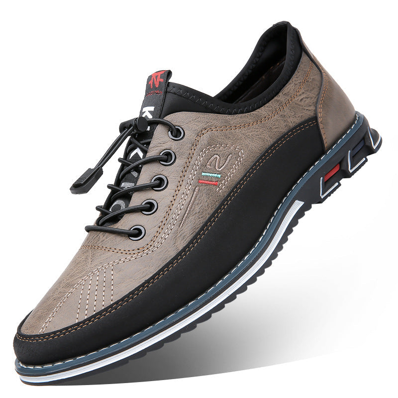 Aaron - Zapatillas de cuero antideslizantes casuales para hombres