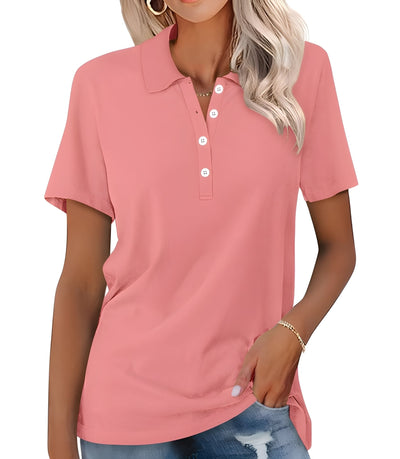 Glenna - Camiseta Polo de Manga Corta Ajustada y Casual para Mujer