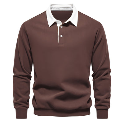 Shelton - Camisa Polo de Manga Larga Casual para Hombres