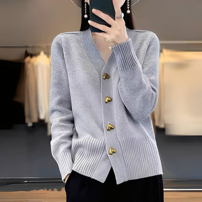 Valarie - Chaqueta de punto con botones de corazón para mujer