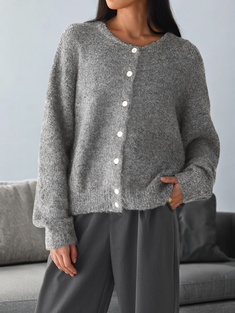 Rowena - Abrigo de lana vintage con botones para mujer