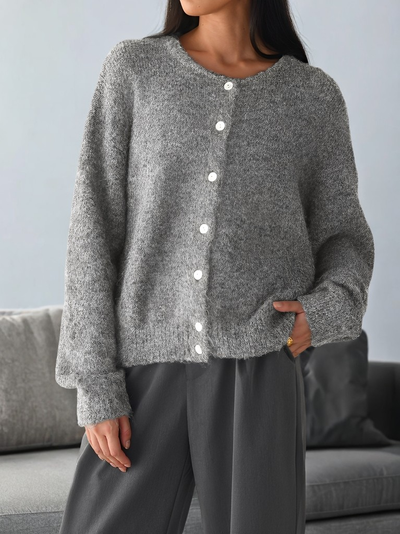 Rowena - Abrigo de lana vintage con botones para mujer