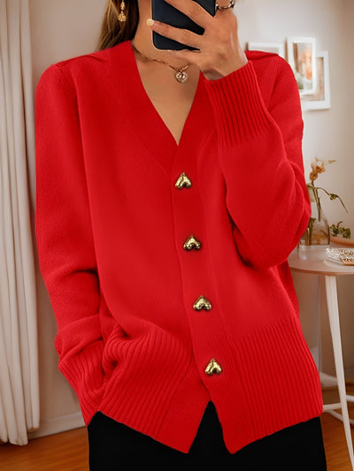 Annalee - Cardigan Elegante con Botones de Amor para Mujeres