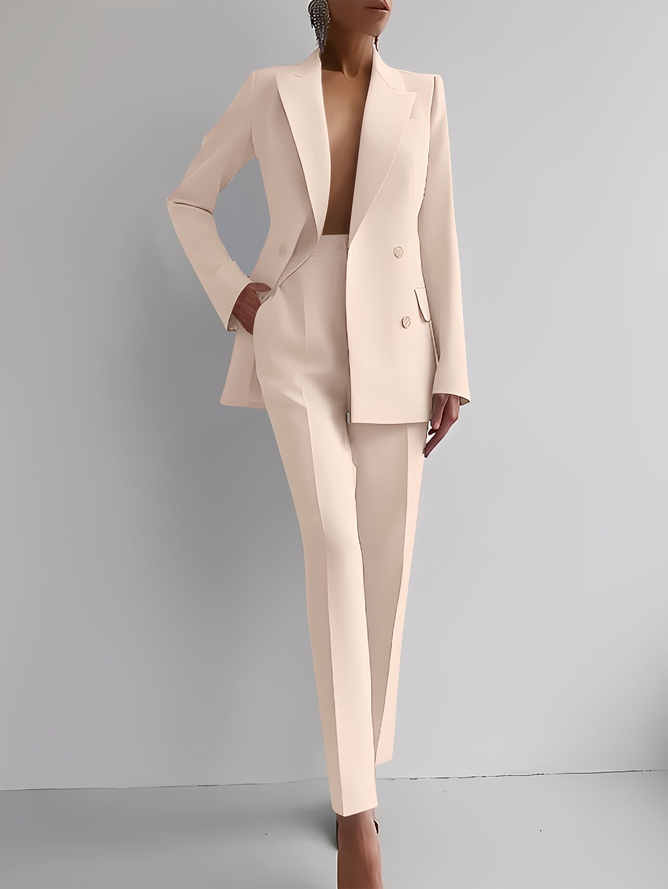 Nydia - Conjunto formal ajustado de blazer y pantalón para mujeres