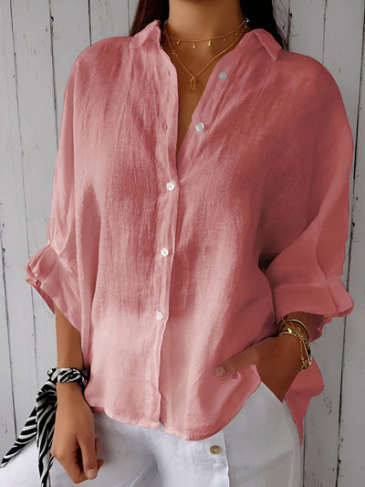 Griselda - Camisa suelta de algodón y lino para mujeres