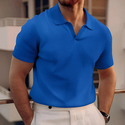 Harley - Sencillo Corto Manga Waffle Poloshirt para Hombres