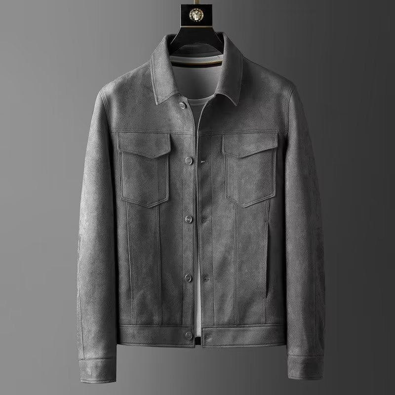 Wilbur - Clásica Chaqueta de Cuero de Gamuza para Hombres