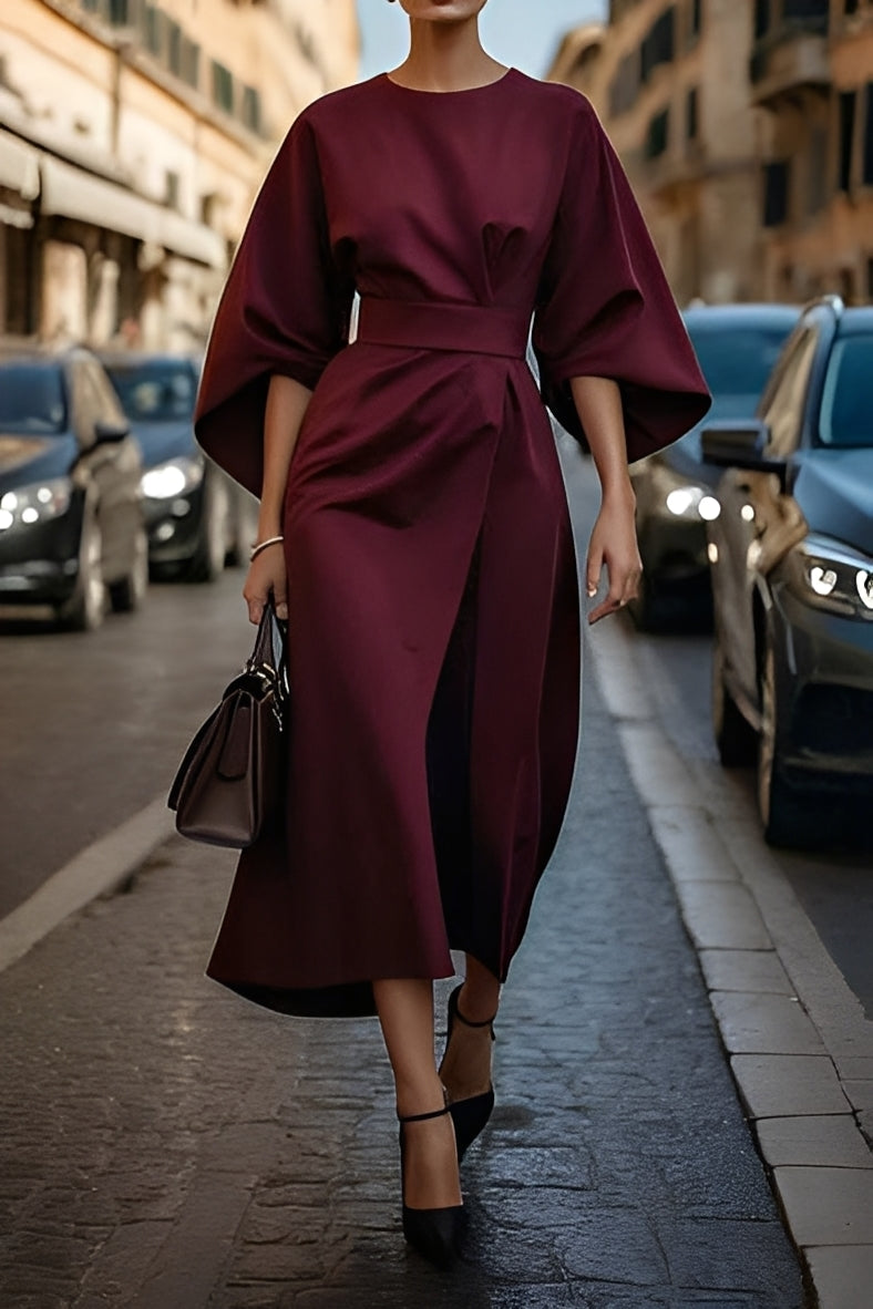 Elena - Elegante vestido holgadamente ajustado con cinturón para mujeres