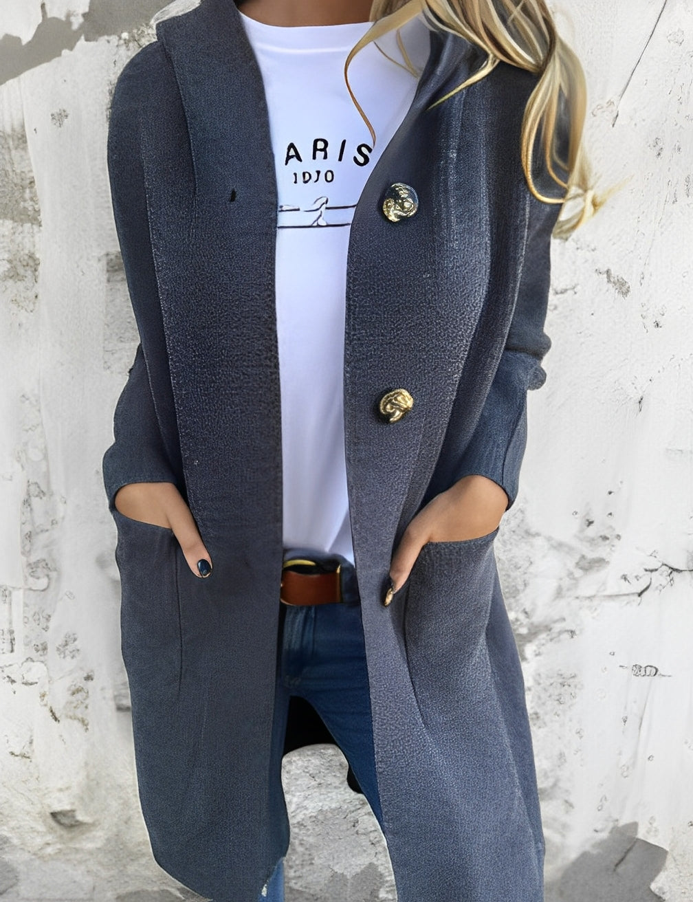 Suzanna - Casual largo cardigan con capucha para mujeres