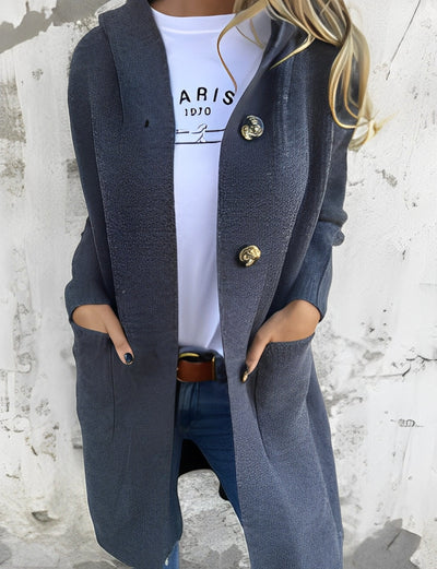 Suzanna - Casual largo cardigan con capucha para mujeres