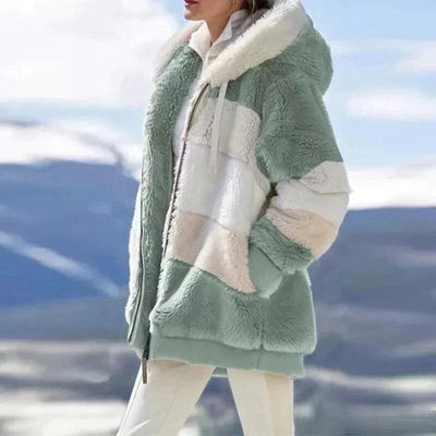 Alice – Chaqueta con capucha de tweed acogedor con forro de lana