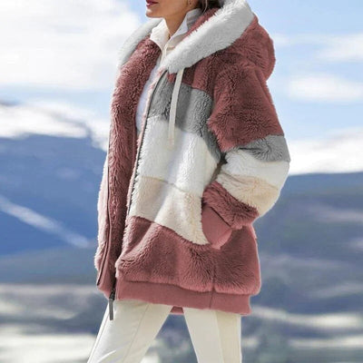 Alice – Chaqueta con capucha de tweed acogedor con forro de lana