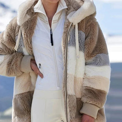 Alice – Chaqueta con capucha de tweed acogedor con forro de lana