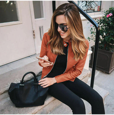 Amber - Chaqueta de Cuero Ecológico para Mujer
