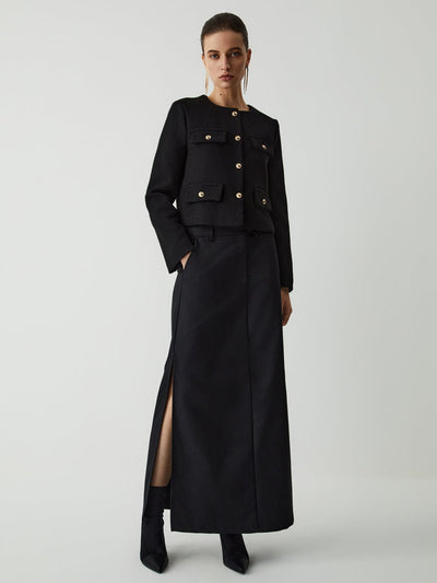 Miriam - Chaqueta clásica de tweed para mujer con botones dorados