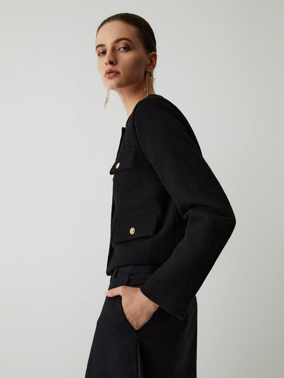 Miriam - Chaqueta clásica de tweed para mujer con botones dorados