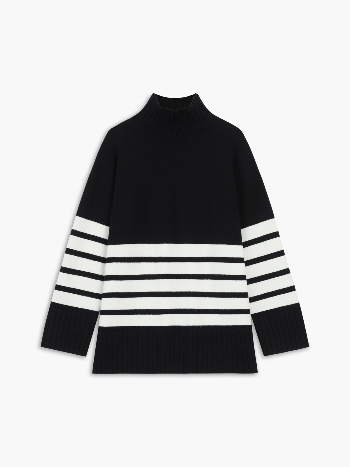 Colette – Pullover de Cuello Mock a Rayas