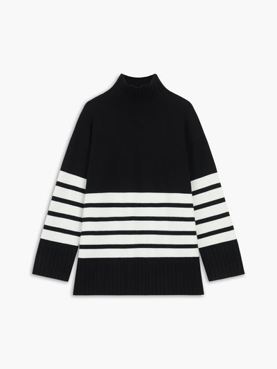 Colette – Pullover de Cuello Mock a Rayas