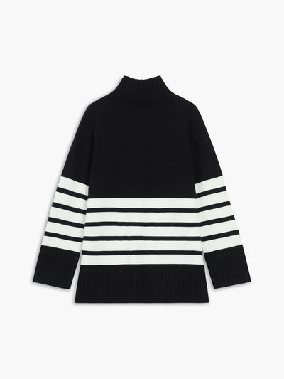 Colette – Pullover de Cuello Mock a Rayas