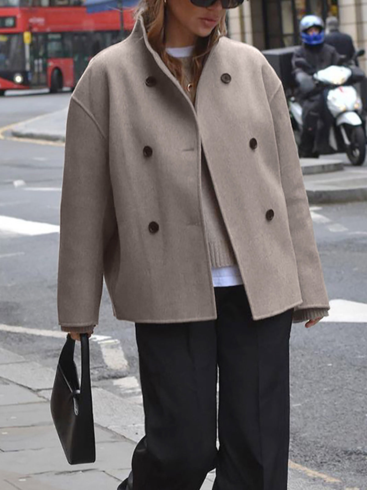 Courtney - Chaqueta oversize de moda con cierre de botones