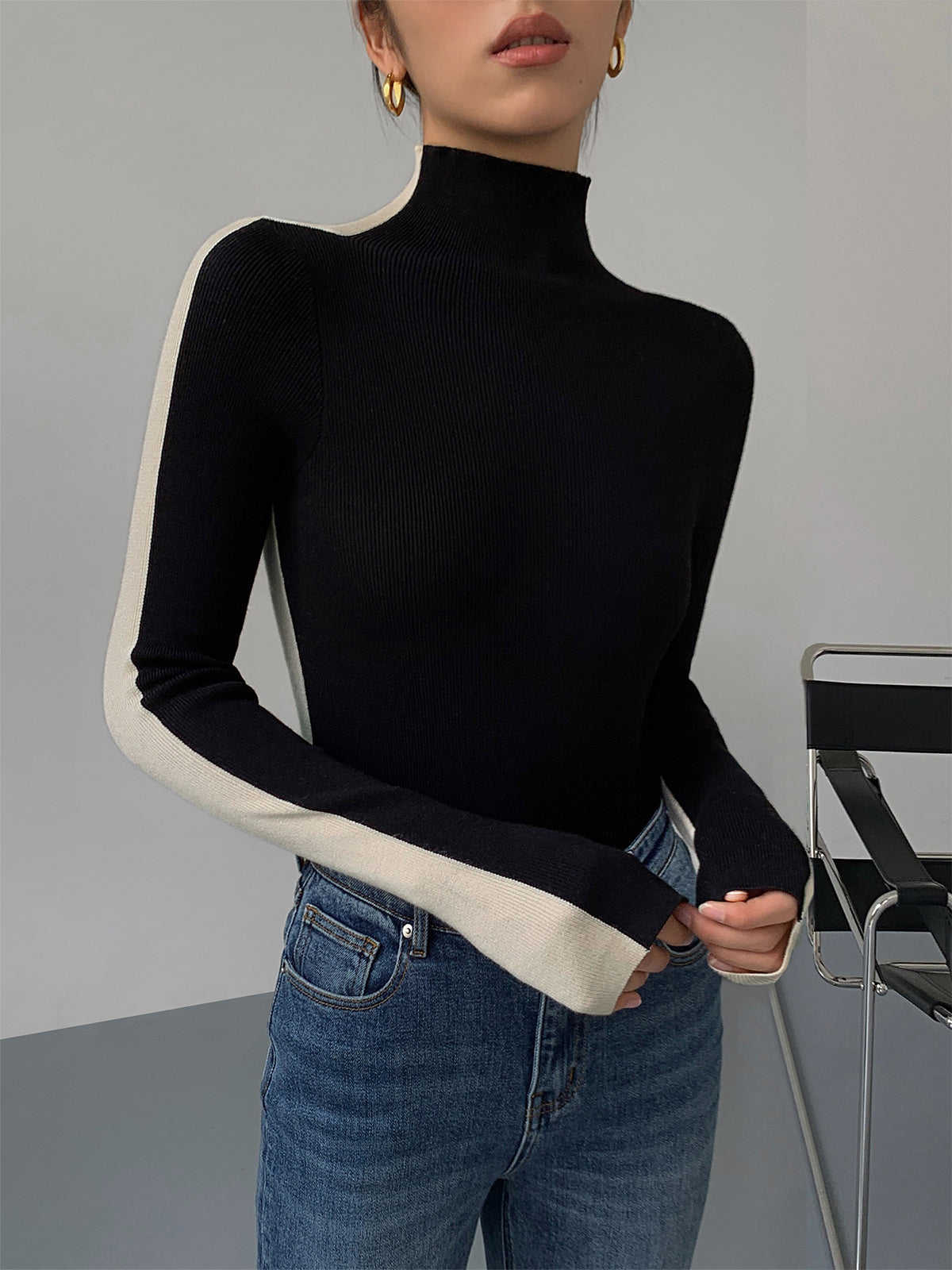 Tabea – Top de Punto Reversible de Dos Colores