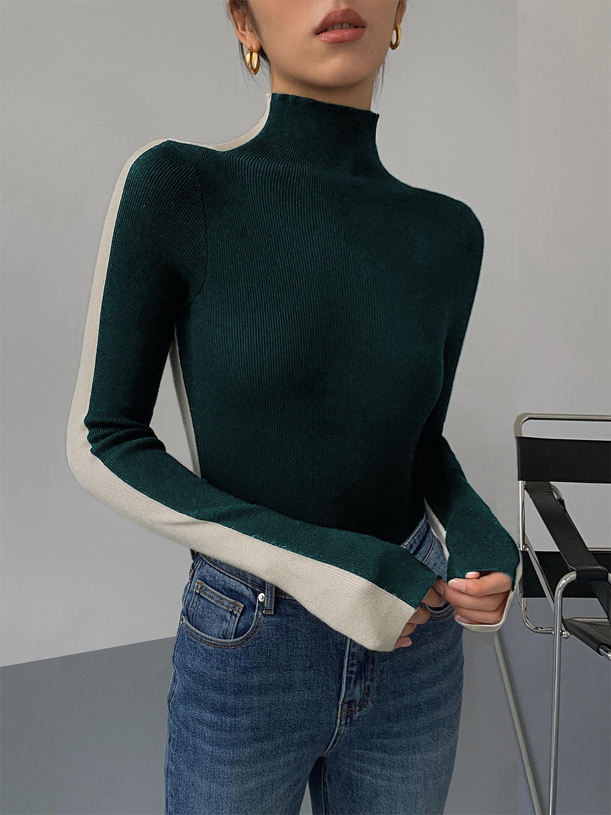 Tabea – Top de Punto Reversible de Dos Colores