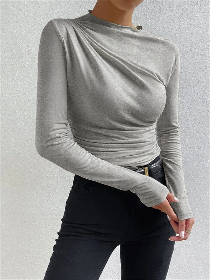 Livia – Camiseta de manga larga con pliegues