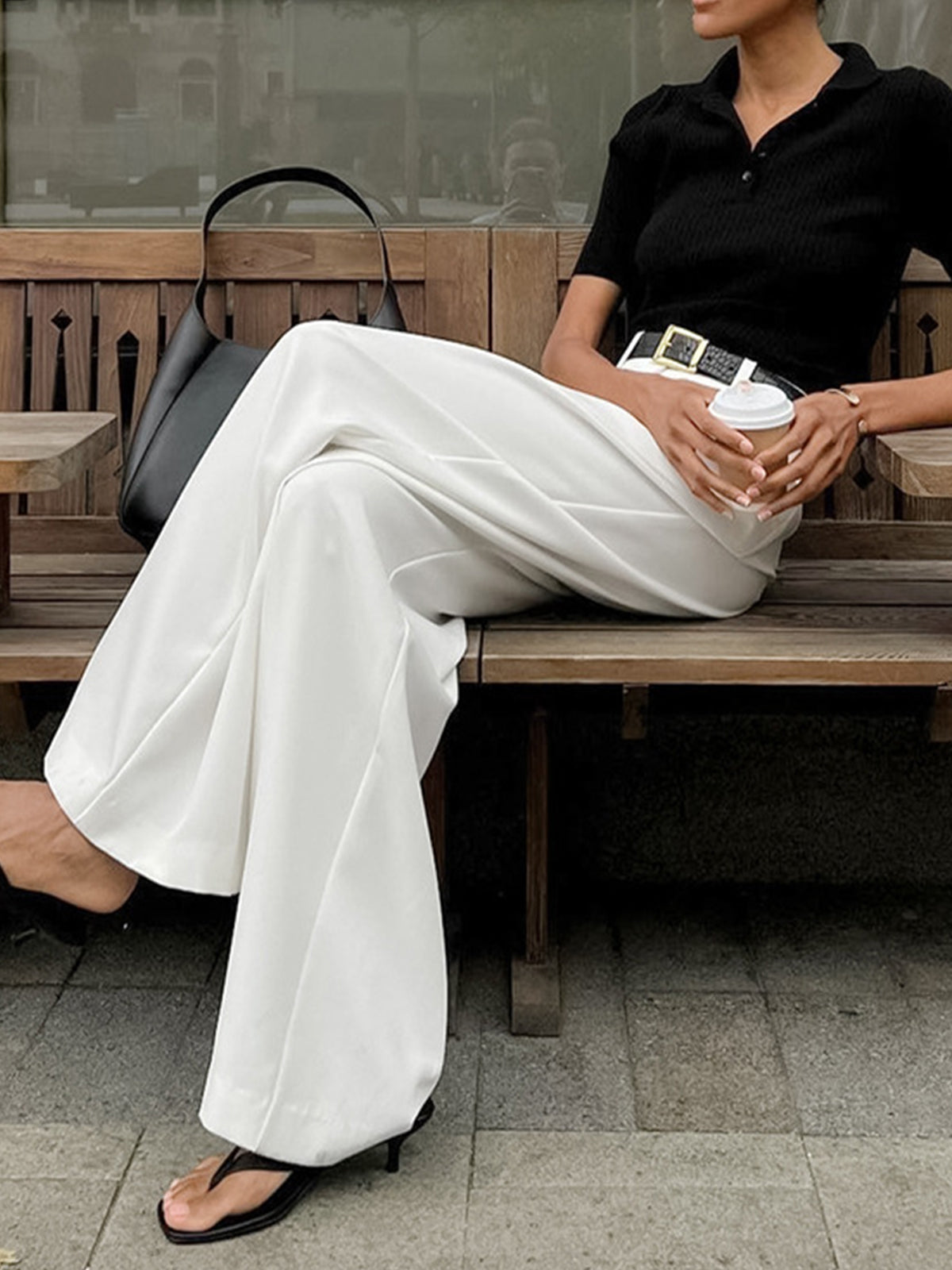 Marlene – Pantalón de Tela Ancho Sin Cinturón