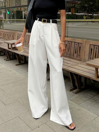Marlene – Pantalón de Tela Ancho Sin Cinturón