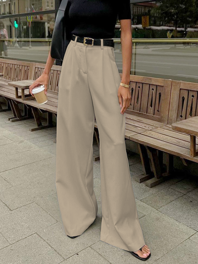 Marlene – Pantalón de Tela Ancho Sin Cinturón