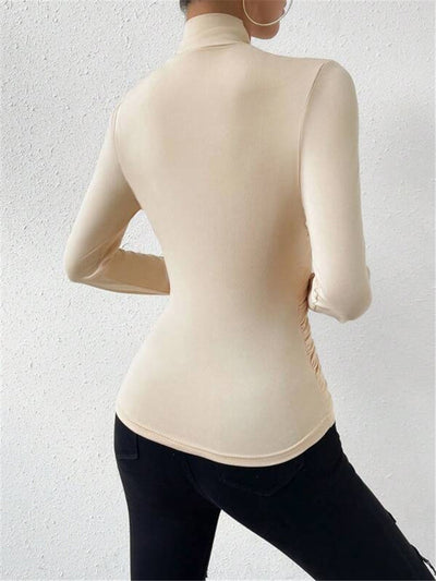 Isabelle – Suéter Atado con Collar Cruzado y Pliegues