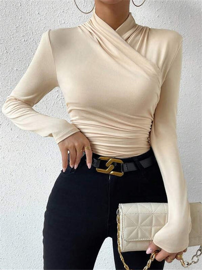 Isabelle – Suéter Atado con Collar Cruzado y Pliegues