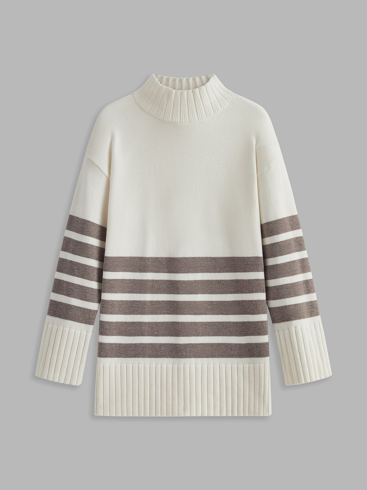 Colette – Pullover de Cuello Mock a Rayas