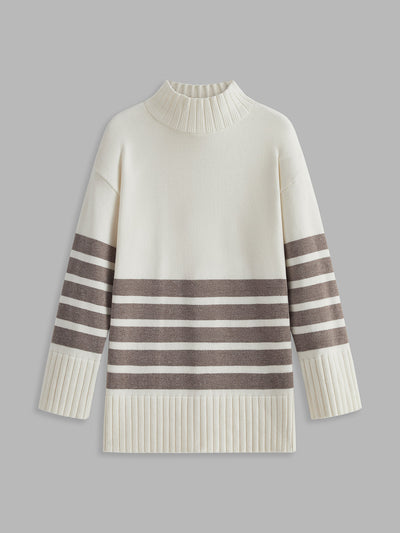 Colette – Pullover de Cuello Mock a Rayas