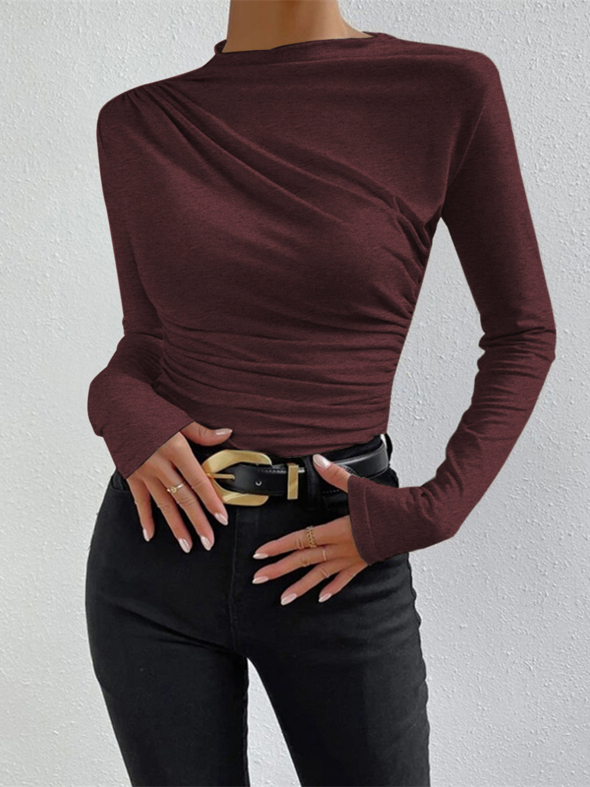 Livia – Camiseta de manga larga con pliegues