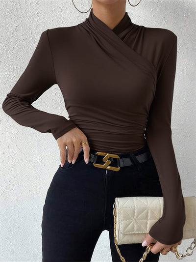 Isabelle – Suéter Atado con Collar Cruzado y Pliegues