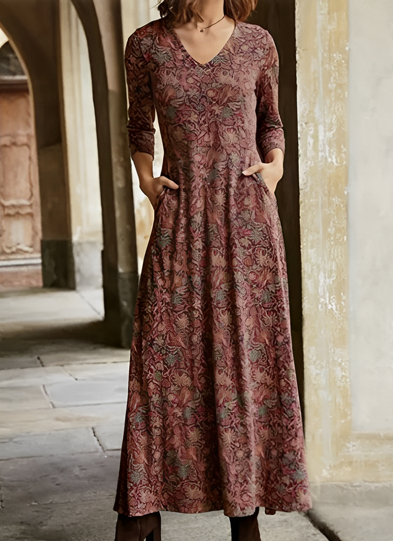 Adeline - Vestido estampado mujer largo vintage