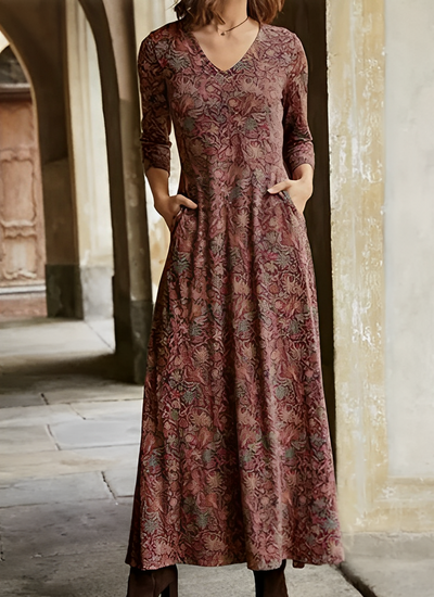 Adeline - Vestido estampado mujer largo vintage