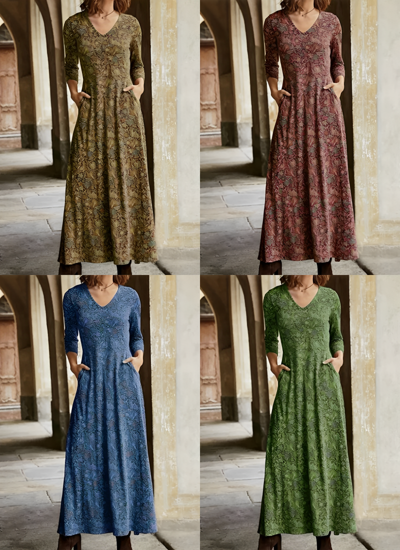 Adeline - Vestido estampado mujer largo vintage