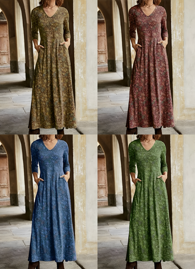 Adeline - Vestido estampado mujer largo vintage