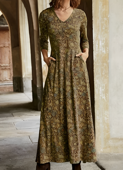 Adeline - Vestido estampado mujer largo vintage