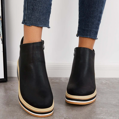 Rosanne - Elegantes Botas de Cuero con Cremallera para Mujer