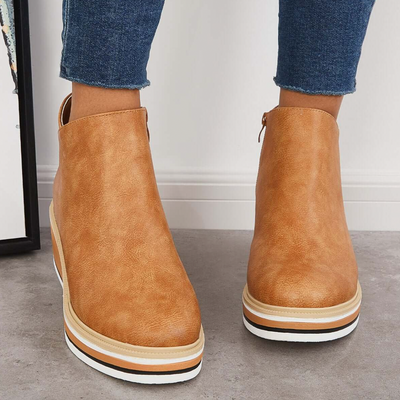 Rosanne - Elegantes Botas de Cuero con Cremallera para Mujer
