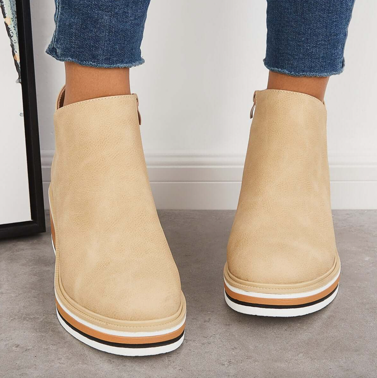 Rosanne - Elegantes Botas de Cuero con Cremallera para Mujer