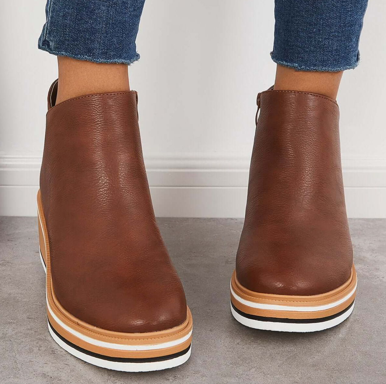 Rosanne - Elegantes Botas de Cuero con Cremallera para Mujer