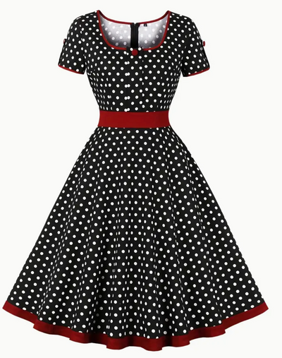 Ruby – Vestido Midi de Lunares Chic