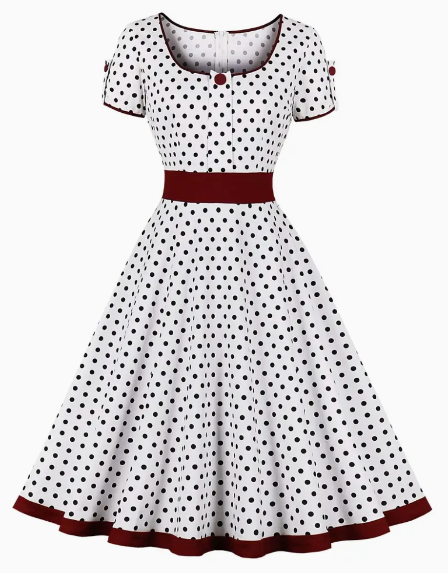 Ruby – Vestido Midi de Lunares Chic