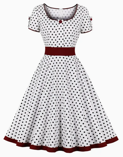 Ruby – Vestido Midi de Lunares Chic