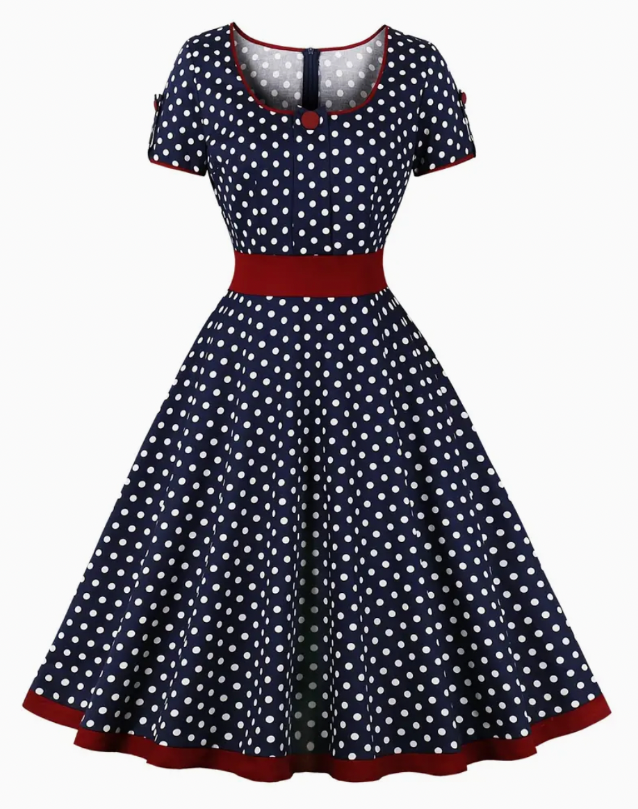 Ruby – Vestido Midi de Lunares Chic