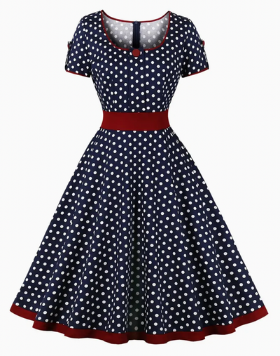 Ruby – Vestido Midi de Lunares Chic